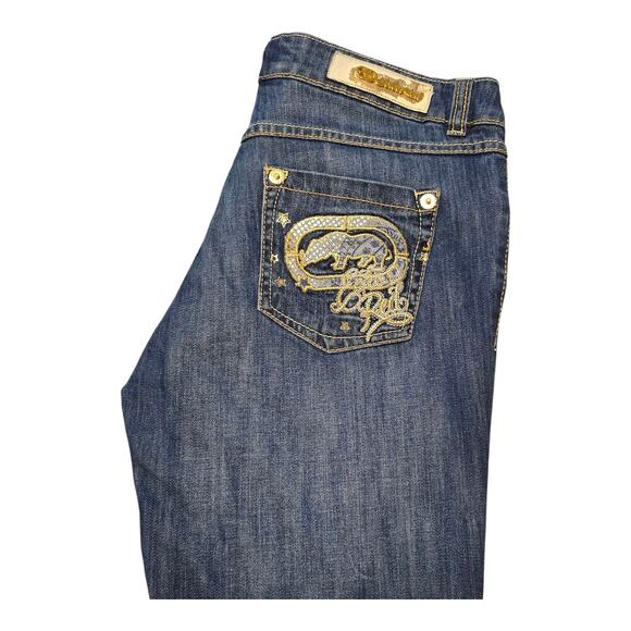 EckoRed Bootcut Womens Jeans Size 9 Blue Medium Wash Low-Rise Embroidered Rhino - Picture 9 of 16